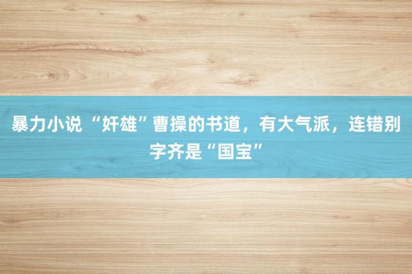 暴力小说 “奸雄”曹操的书道，有大气派，连错别字齐是“国宝”