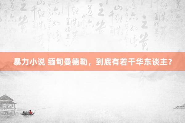 暴力小说 缅甸曼德勒，到底有若干华东谈主？