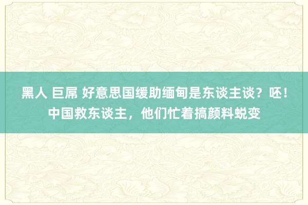 黑人 巨屌 好意思国缓助缅甸是东谈主谈？呸！中国救东谈主，他们忙着搞颜料蜕变